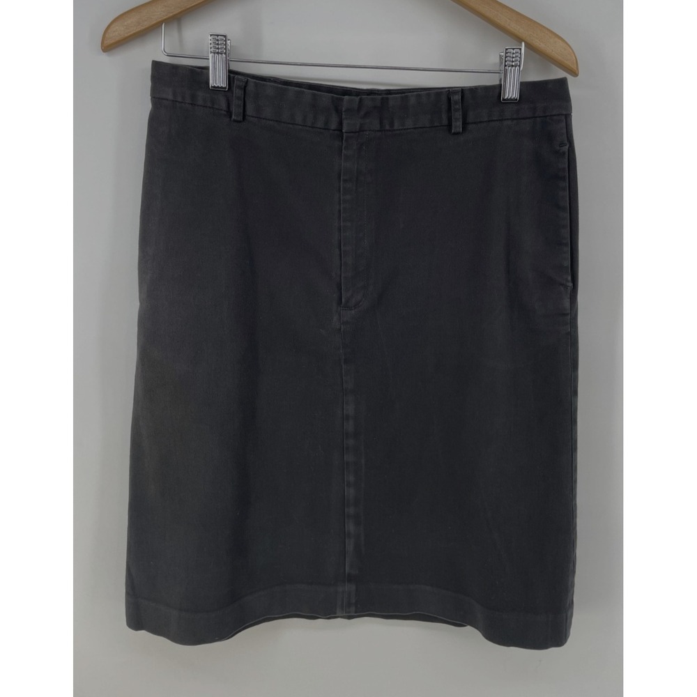 Vintage Y2K GAP Skirt Sz 12 Straight Knee Length Black Stretch Cotton Pockets